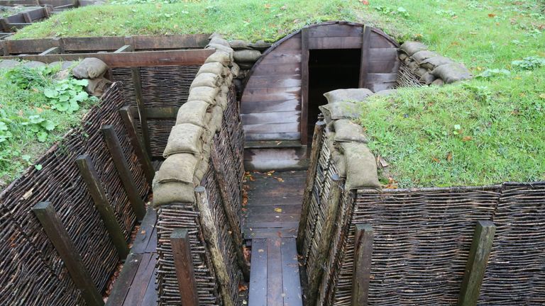 Trenches at the Memorial Museum Passchendaele in Ypres, Belgium