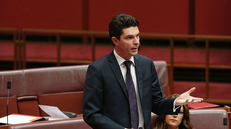 CANBERRA, AUSTRALIA - JULY 07: Senator Scott Ludlam speaks to his nomination for President of the Senate on July 7, 2014 in Canberra, Australia. Twelve Senators will be sworn in today, with the repeal of the carbon tax expected to be first on the agenda. (Photo by Stefan Postles/Getty Images)
