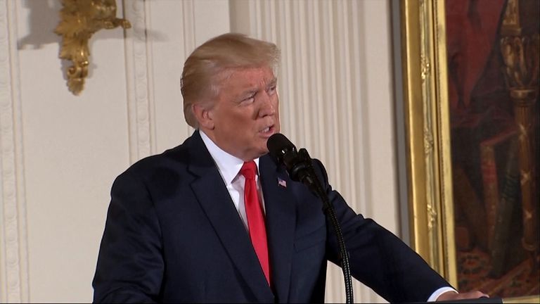 Donald Trump speaking at James McCloughan&#39;s Medal of Honor presentation