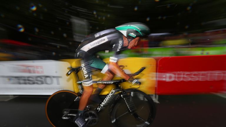 DUESSELDORF, GERMANY - JULY 01: Pawel Poljanski of Poland and Bora-Hansgrohe competes during stage one of Le Tour de France 2017, a 14km individual time trial on July 1, 2017 in Duesseldorf, Germany. (Photo by Chris Graythen/Getty Images)
