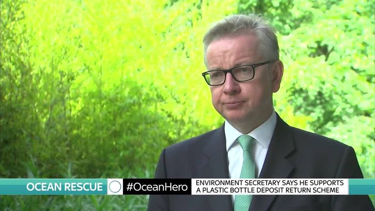 Michael Gove says he supports a plastic bottle deposit scheme