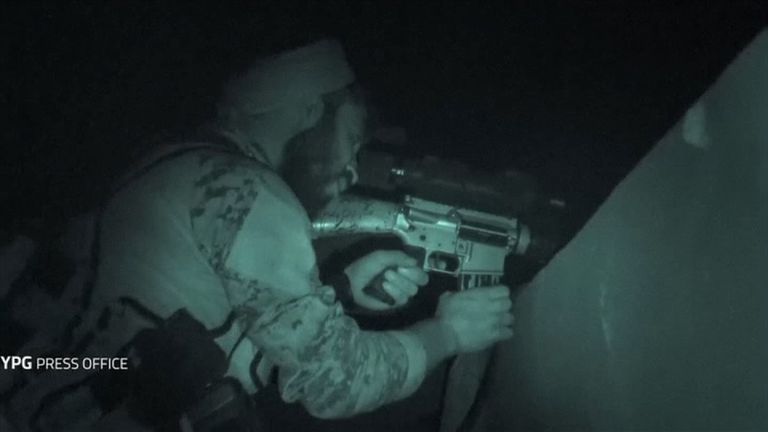 This footage shows Kurdish-led fighters battling IS in Raqqa