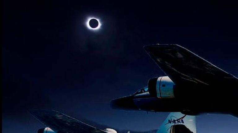 Researchers will &#39;chase&#39; the eclipse in an aircraft.  Pic: NASA/Faroe Islands/SwR