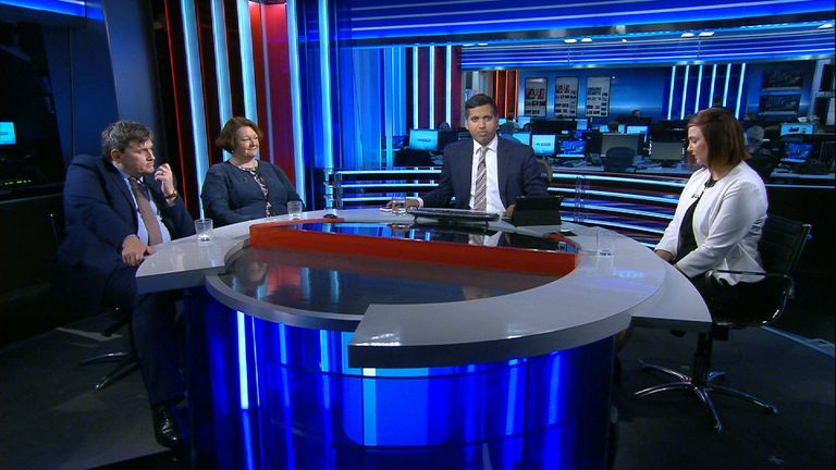 Faisal Islam with PMQs panel in the studio.