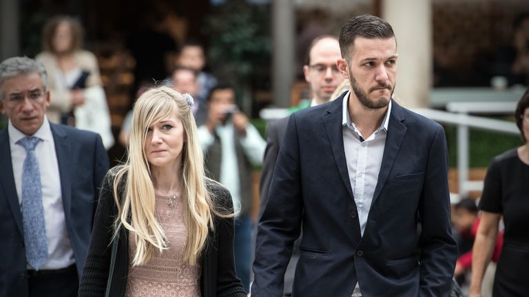 Chris Gard and Connie Yates, the parents of terminally ill baby Charlie Gard, arrive at The Royal Courts of Justice on July 24, 2017 in London, England