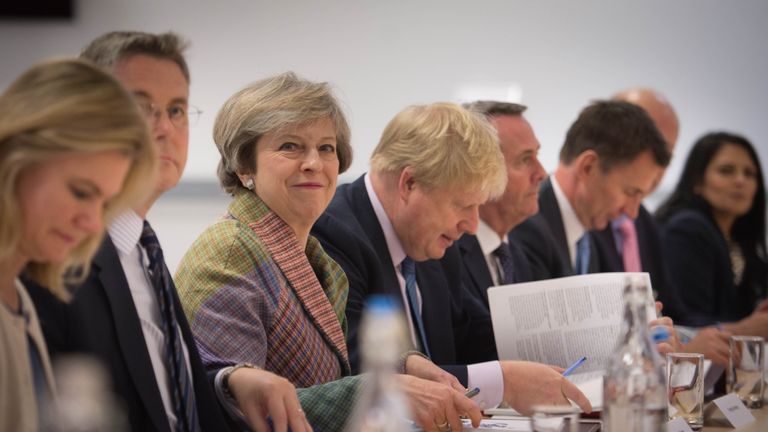 Prime Minister Theresa May holding a Cabinet meeting