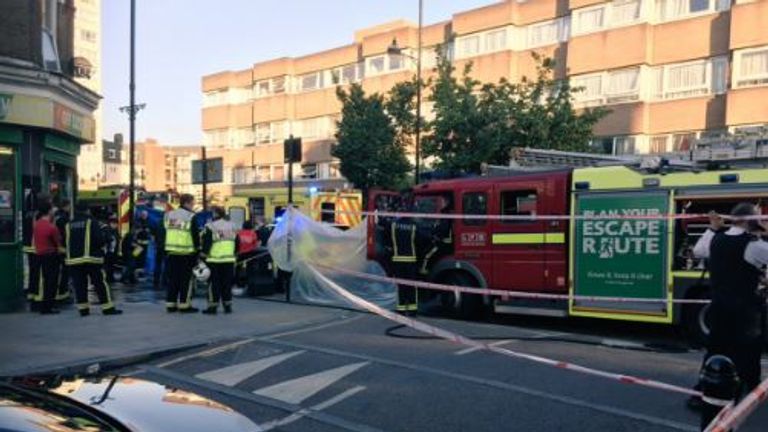 Emergency services at the scene (pic: Tower Hamlets police)