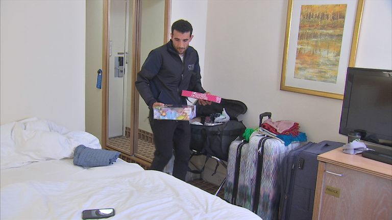 Sid-Ali Atman and his family have lived in a hotel since the disaster
