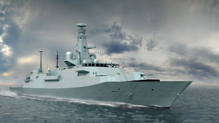 Undated handout file illustration issued by BAE Systems of an exterior shot of the latest design for the Type 26 Global Combat Ship. The first warship in a new fleet of Royal Navy frigates will be called HMS Glasgow, the Defence Secretary has announced. 