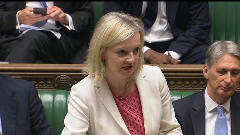 Liz Truss talking in the House of Commons.
