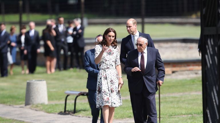 Prince William and Catherine talk with former prisoners from the Stutthof concentration camp