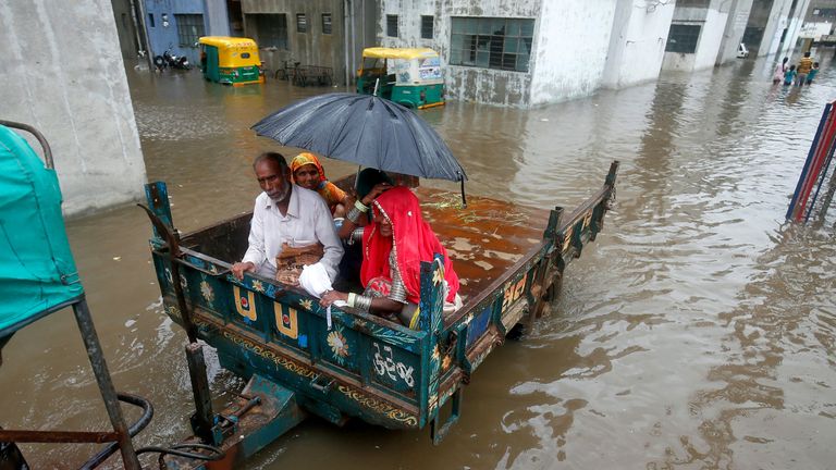 People have been forced to leave their homes in Ahmedabad, the largest city in GujaraT