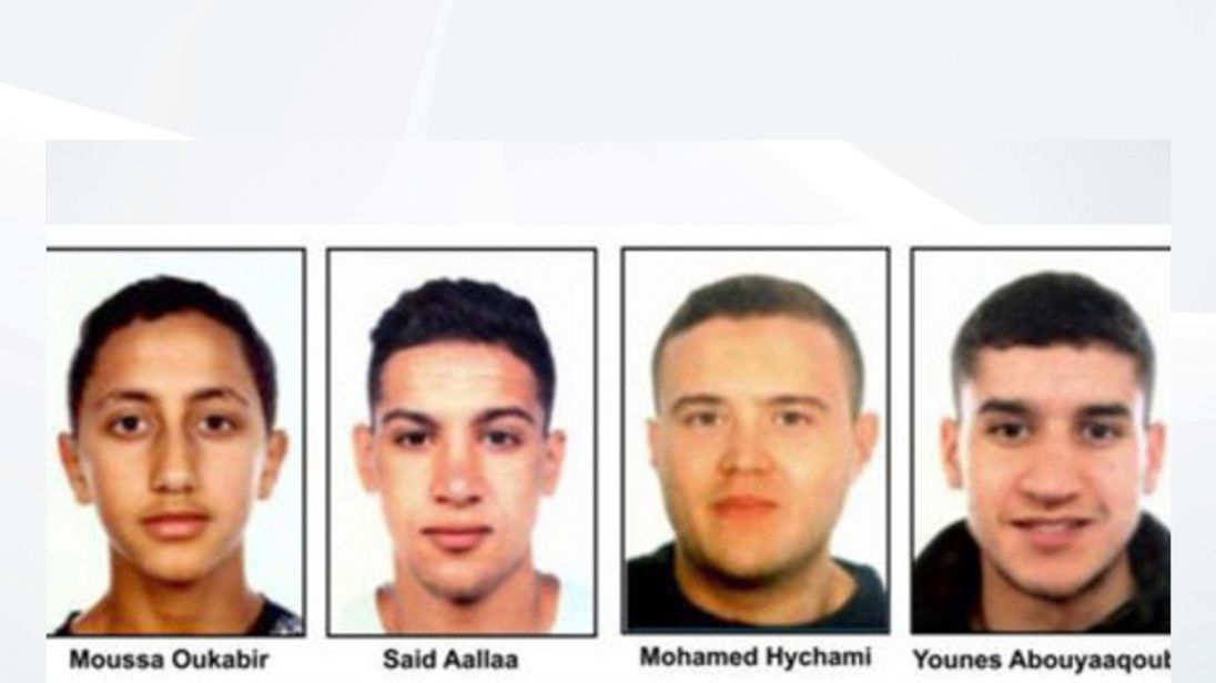 The four men wanted were pictured in a police document
