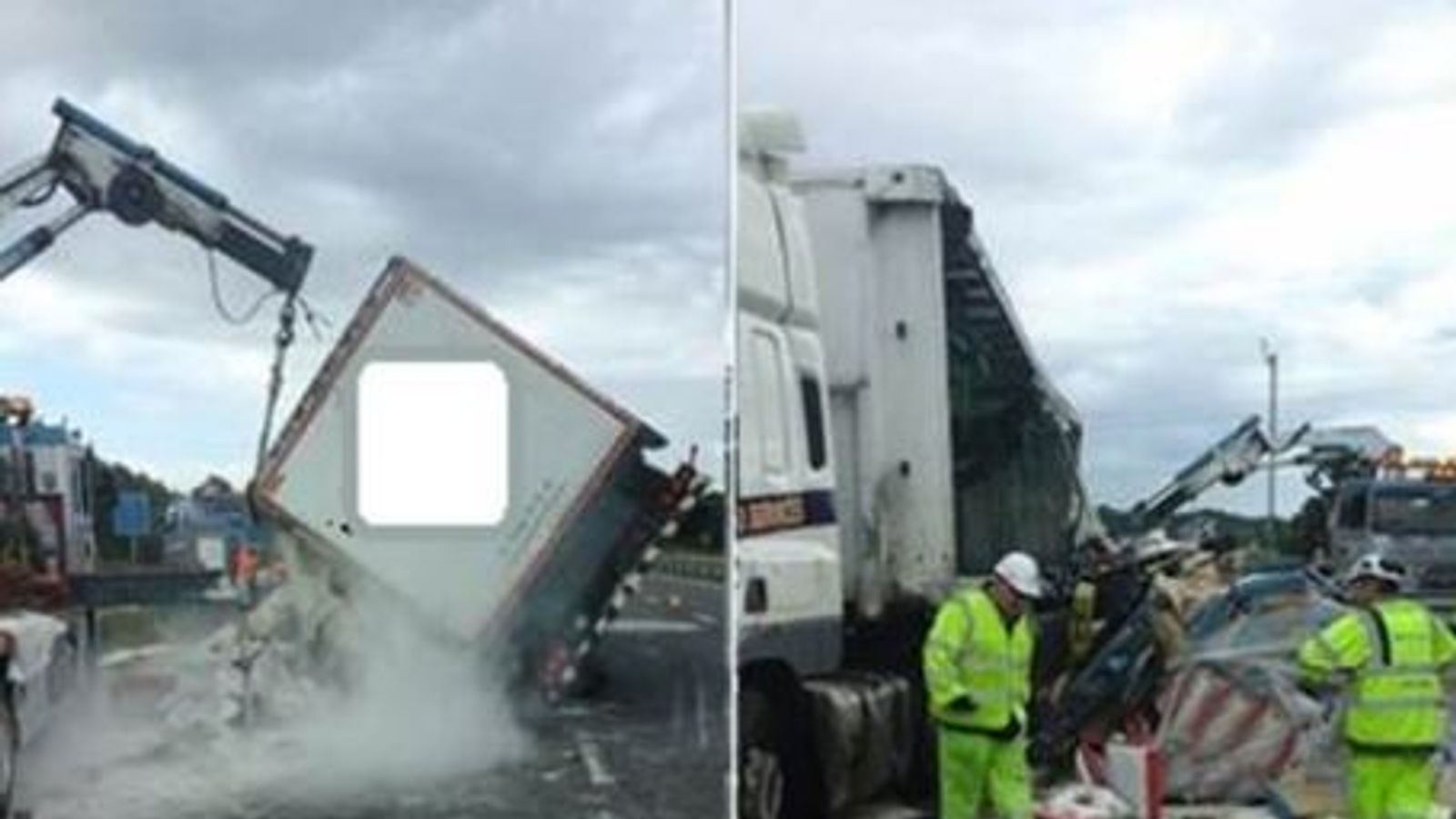 Flour covers M5 motorway after lorry crash in Gloucestershire | UK News ...