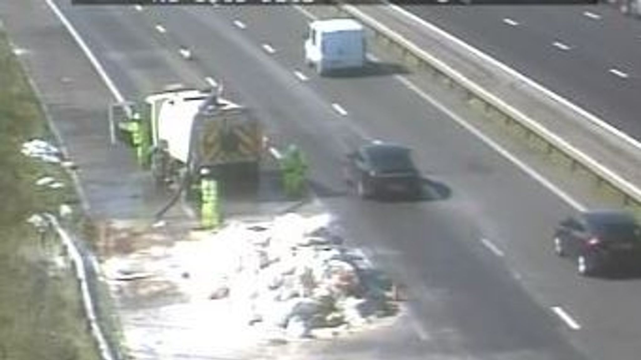 Flour covers M5 motorway after lorry crash in Gloucestershire | UK News ...