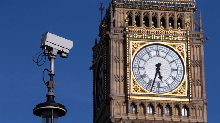 A general view of a CCTV camera in Westminster 