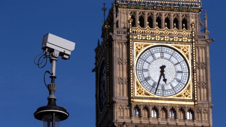 A general view of a CCTV camera in Westminster