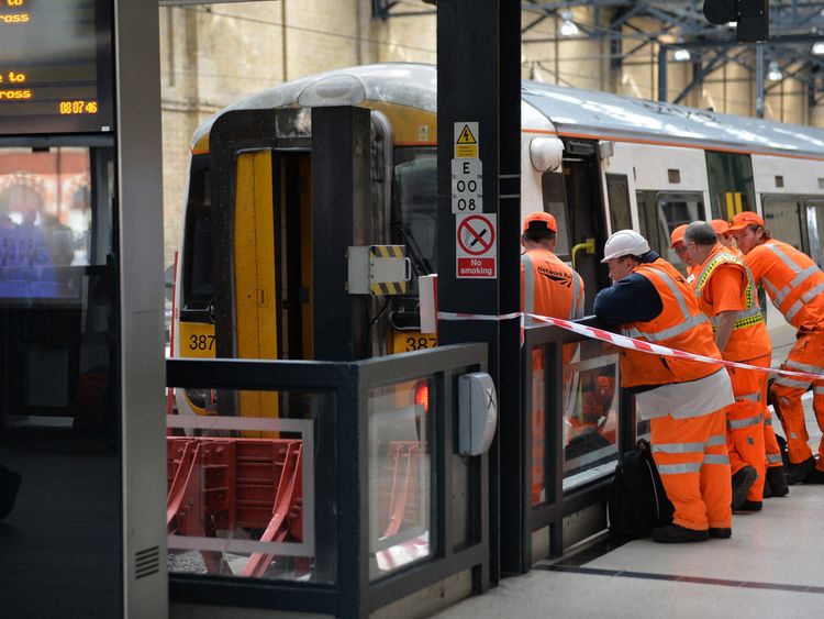 Two people suffered minor injuries after a train hit the buffers at King's Cross
