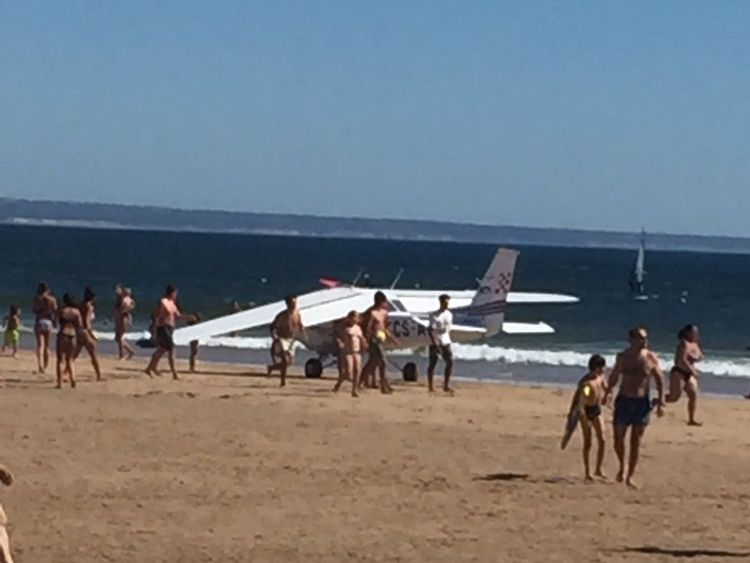 Photographs shared on social media show the plane in the sea. Pic: @omalestafeito 
