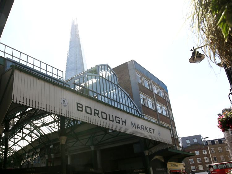 LONDON, ENGLAND - JUNE 14: A general view of Borough Market as it re-opens to the public following the terrorist attack on June 14, 2017 in London, England. Eight people were killed and at least 48 injured in terror attacks on London Bridge and Borough Market on June 3rd. (Photo by Neil P. Mockford/Getty Images)
