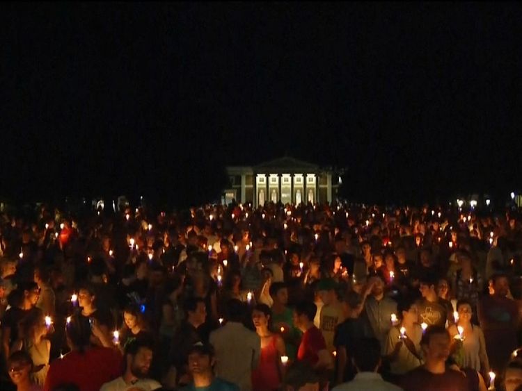 A candlelit vigil at the University of Virginia campus in the wake of the Charlottesville violence