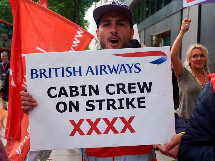 Demonstrators outside the Civil Aviation Authority