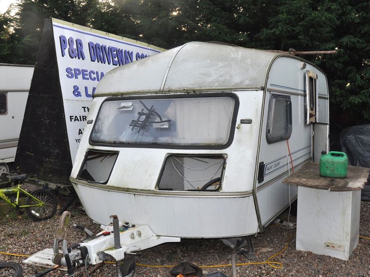 A caravan where men were forced to live by the Rooneys
