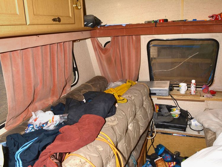 A caravan where slaves were forced to live by the Rooneys
