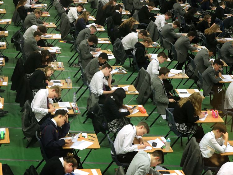 Students sitting an exam. File picture