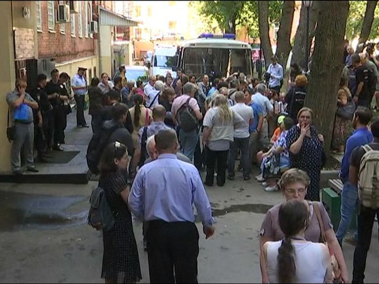 Alexander Sokolov&#39;s supporters gathered outside the court in Moscow