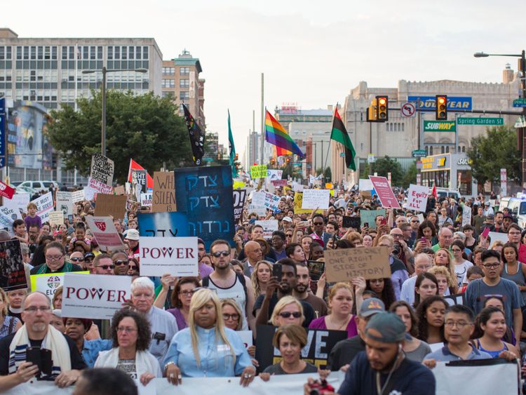 A rally against white supremacy in Philadelphia