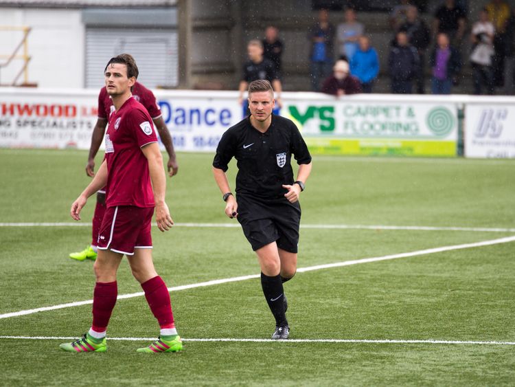 Ryan Atkin, referee, Sutton United v Chelmsford City friendly