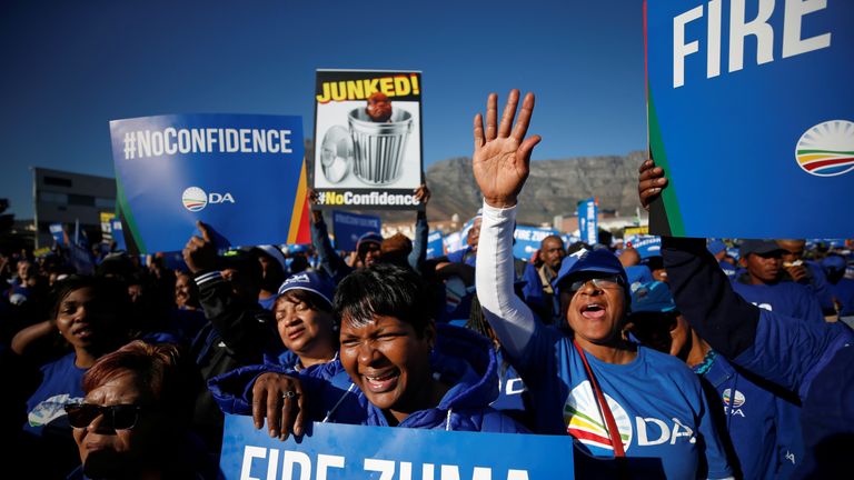 Protesters march against the President in Cape Town