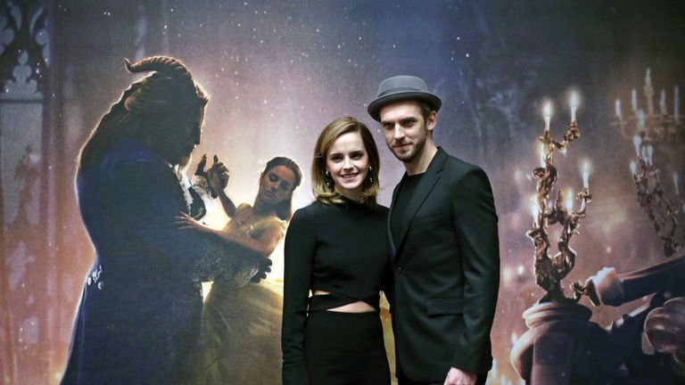 Emma Watson and Dan Stevens during a photo call with the cast of Beauty and the Beast, at The Corinthia Hotel, London