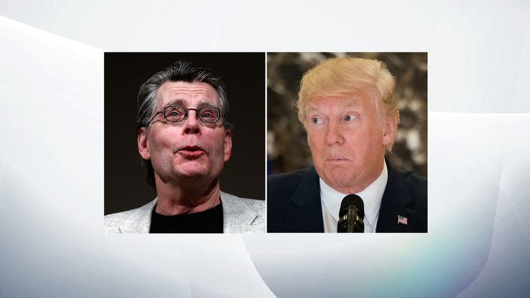 Stephen King (L) and Donald Trump