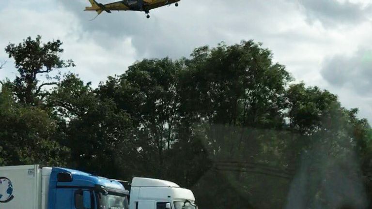 Pictures show the air ambulance was called to the scene