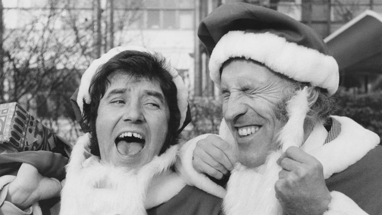 Jimmy Tarbuck Sir Forsyth dress up in Santa outfits in the Christmas of 1970