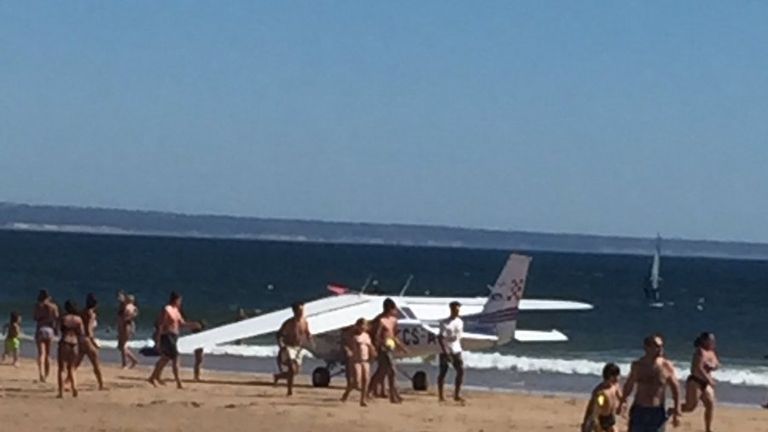Photographs shared on social media show the plane in the sea. Pic: @omalestafeito 