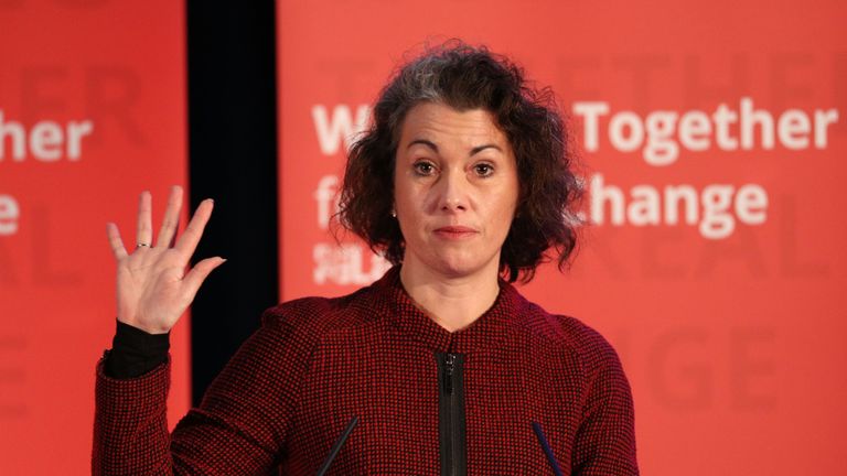 LONDON, ENGLAND - DECEMBER 15: Sarah Champion, Shadow Minister for Women and Equalities speaks during a rally at the Emmanuel Centre on December 15, 2016 in London, England. Mr Corbyn was joined by several speakers, including Jonathan Ashworth, Labours Shadow Health Secretary, and spoke about the future of the NHS. (Photo by Dan Kitwood/Getty Images)