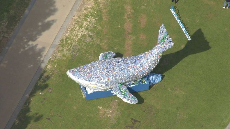 The 10-metre plastic whale is going on tour of the UK as part of Sky&#39;s Ocean Rescue campaign