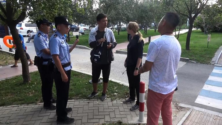 Sky's Katie Stallard was stopped by officers