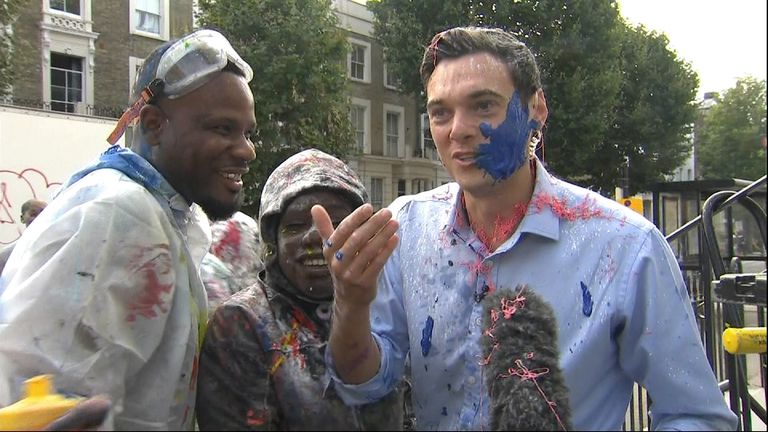 Sky&#39;s Joe Tidy gets messy at the Notting Hill Carnival 