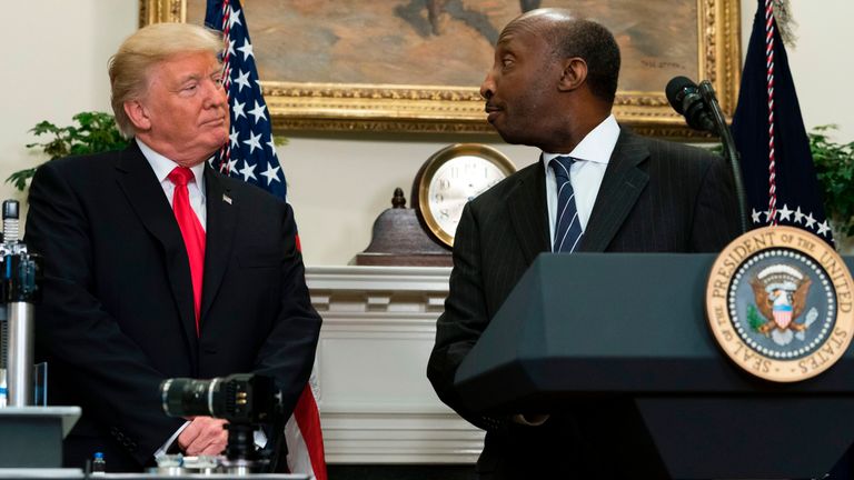 Donald Trump and Ken Frazier at the White House on July 20, 2017