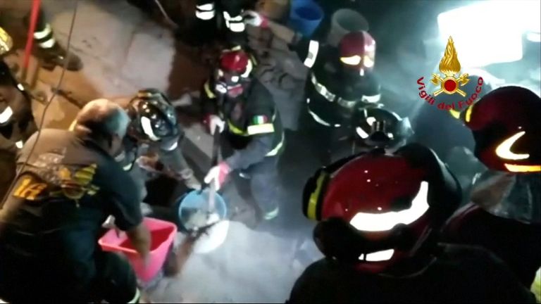 Babies are rescued from earthquake damaged buildings in Italy