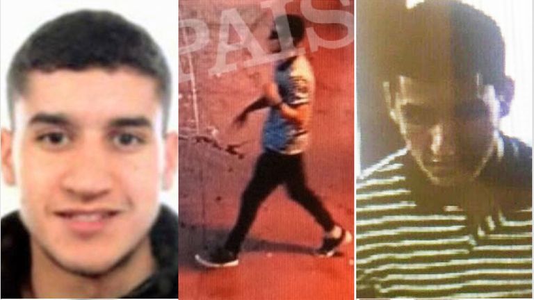 Younes Abouyaaqoub, the man suspected of driving the white Fiat van into crowds along Las Ramblas