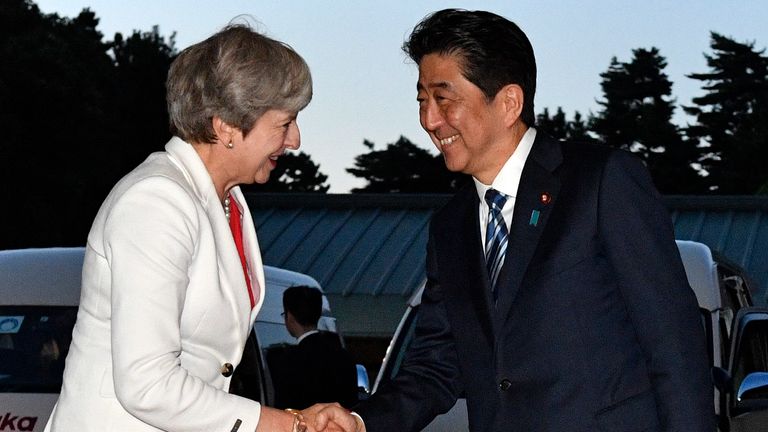 Theresa May and Japanese PM Shinzo Abe