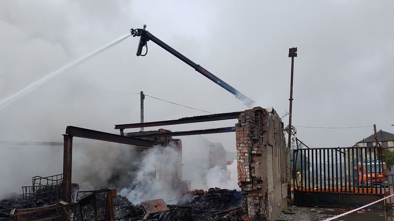 Fire services used new equipment to stop the fire spreading. Pic: @Blackburn_Fire