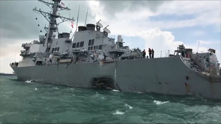 Ten sailors are missing after the USS John S McCain was hit by a tanker
