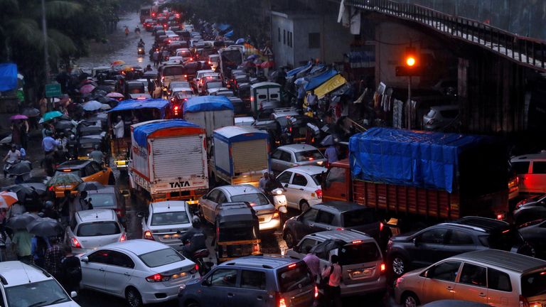 Flooding in some low-lying areas caused vehicle pile-ups