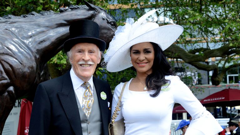 Bruce Forsyth with his wife Wilnelia Merced at Royal Ascot in 2015